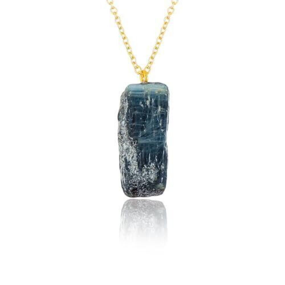 5271 Raw Kyanite Gemstone Necklace – Natural Crystal Pendant on 18K Gold